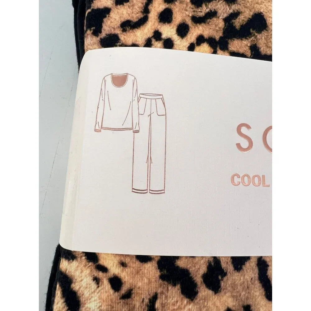 Soma Cool Nights Pajama Set Size XXL Black Animal Print Regular Length - Picture 3 of 7